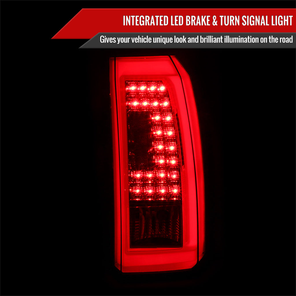 2015-2020 Chevrolet Tahoe/Suburban LS LT LTZ Premier LED Tail Lights (Chrome Housing/Red Smoked Lens)