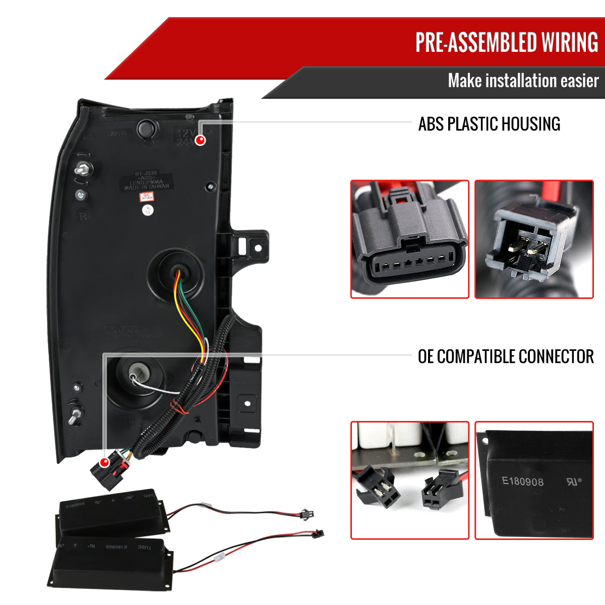 2015-2020 Chevrolet Tahoe/Suburban LS LT LTZ Premier LED Tail Lights (Chrome Housing/Red Smoked Lens)