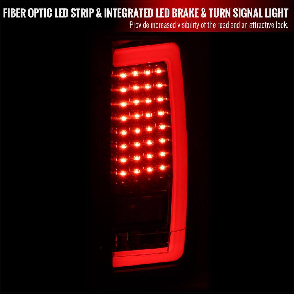 2004-2015 Nissan Titan LED Tail Lights with White LED Tube (Glossy Black Housing/Smoked Lens)