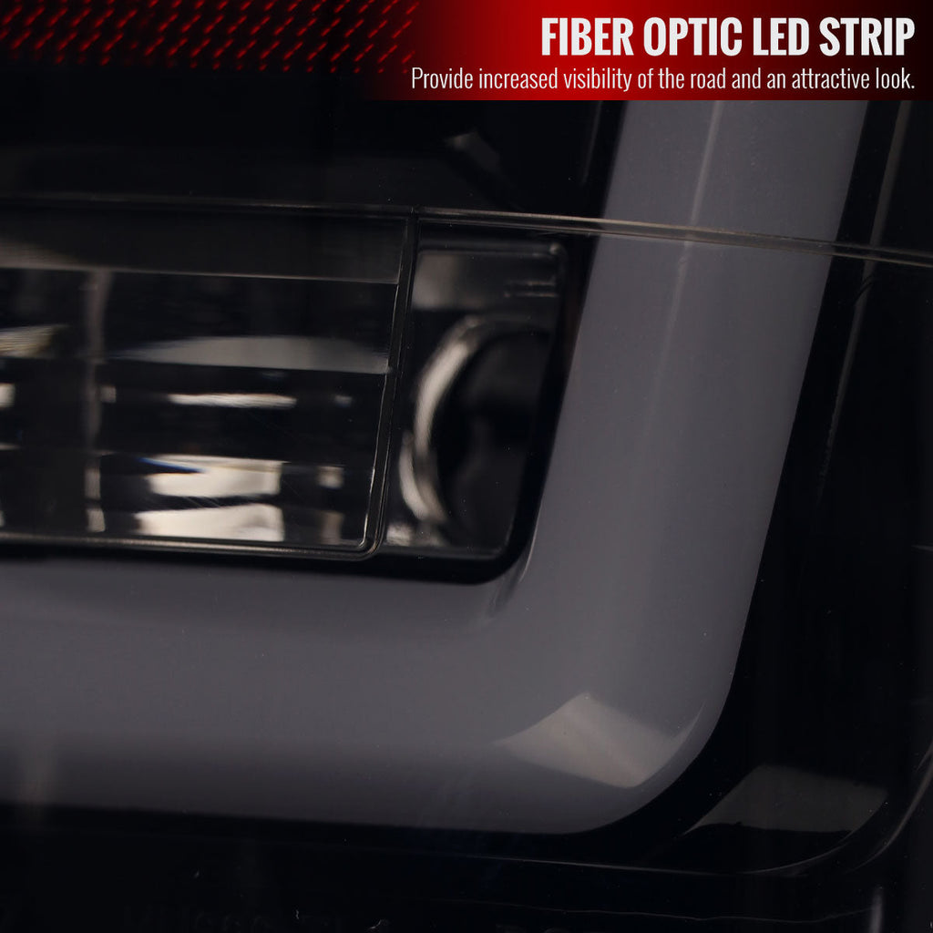 2004-2015 Nissan Titan LED Tail Lights with White LED Tube (Glossy Black Housing/Smoked Lens)