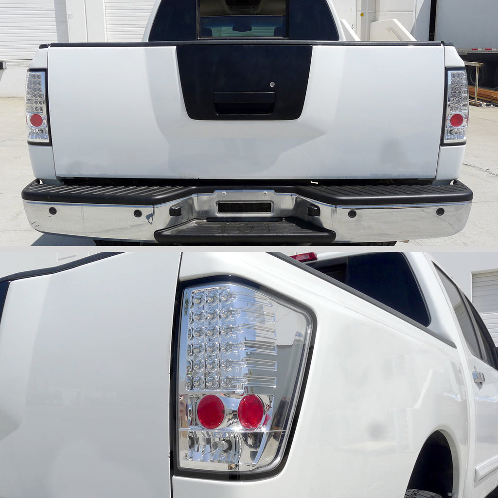 2004-2015 Nissan Titan LED Tail Lights (Chrome Housing/Clear Lens)
