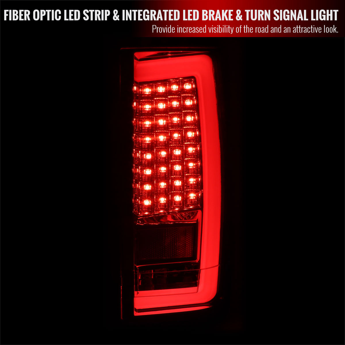 2004-2015 Nissan Titan LED Tail Lights with White LED Tube (Chrome Housing/Smoked Lens)