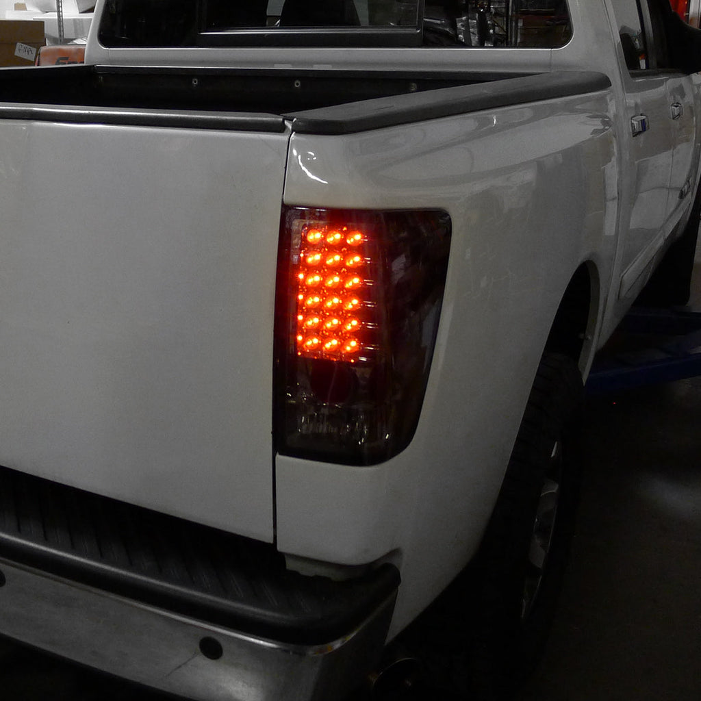 2004-2015 Nissan Titan LED Tail Lights (Chrome Housing/Smoked Lens)