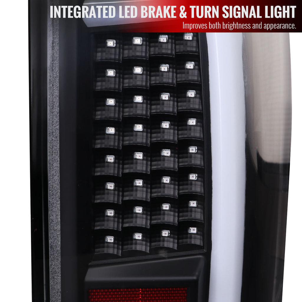 2004-2015 Nissan Titan LED Tail Lights with White LED Tube (Matte Black Housing/Clear Lens)