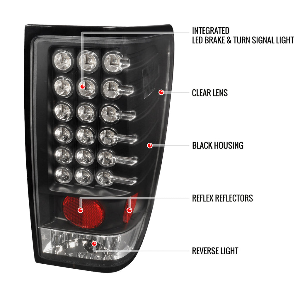 2004-2015 Nissan Titan LED Tail Lights (Matte Black Housing/Clear Lens)