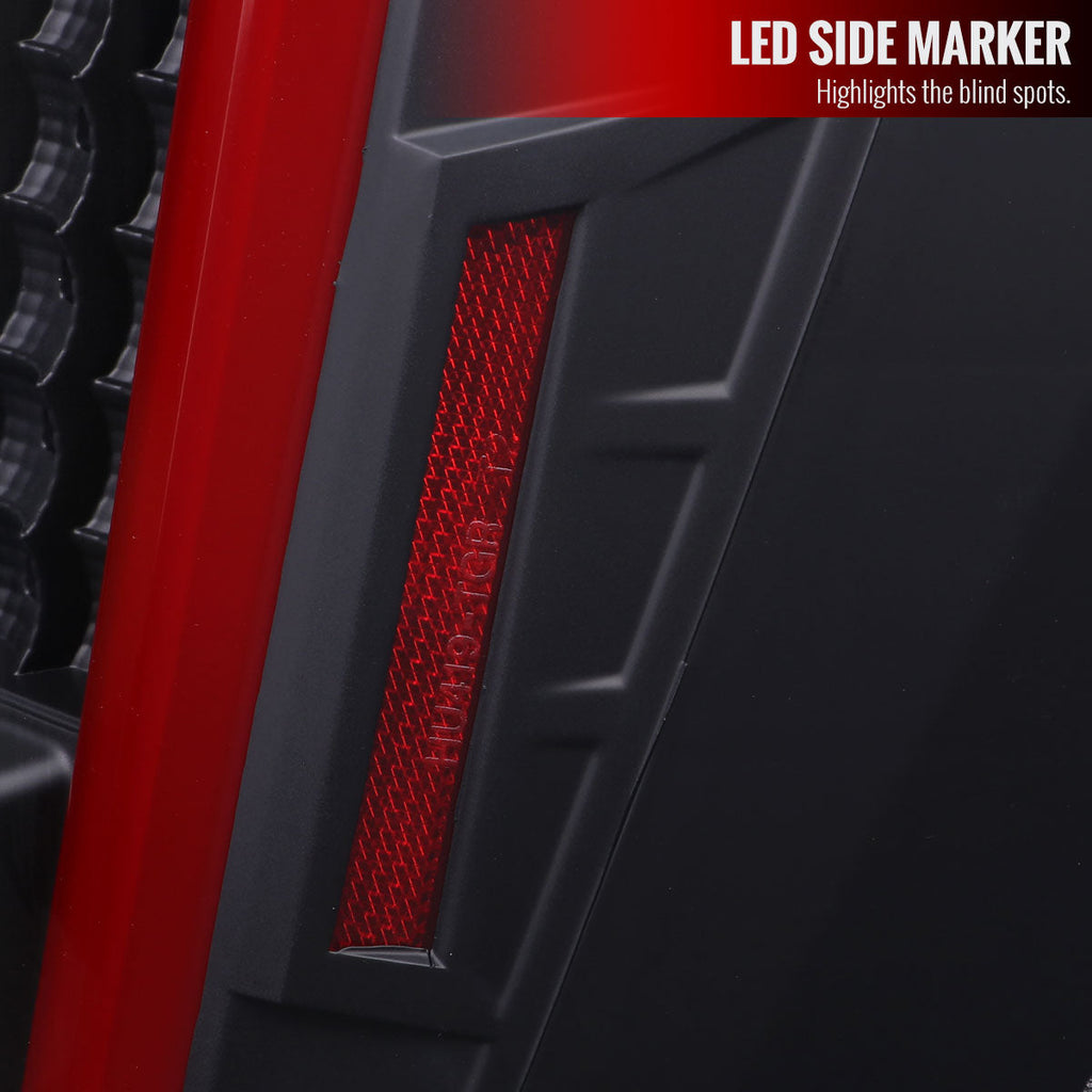 2004-2015 Nissan Titan LED Tail Lights with Red LED Tube (Matte Black Housing/Clear Lens)