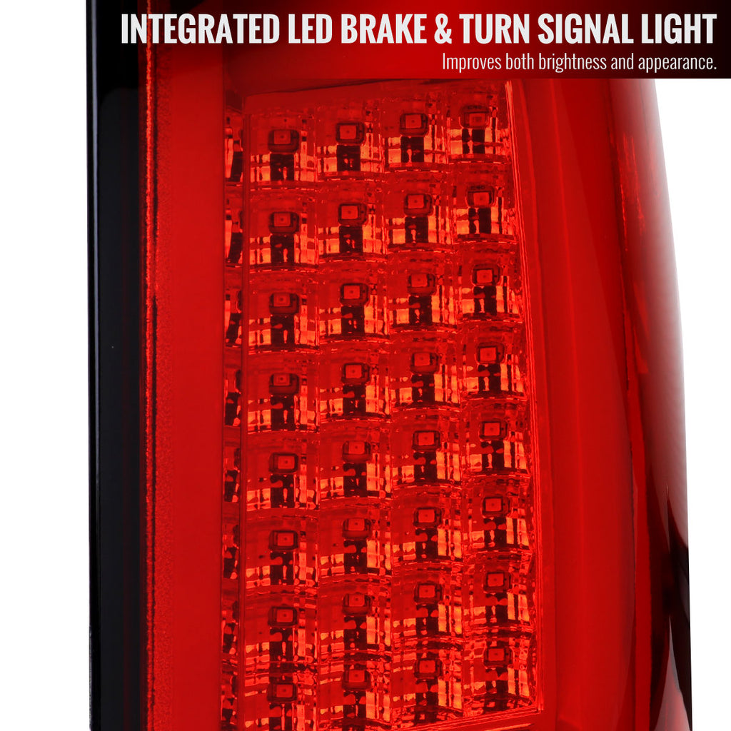 2004-2015 Nissan Titan LED Tail Lights with White LED Tube (Chrome Housing/Red Lens)
