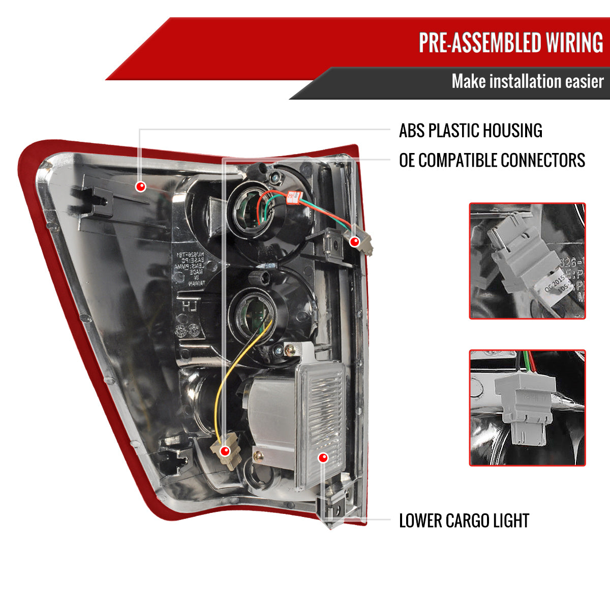 2004-2015 Nissan Titan LED Tail Lights (Chrome Housing/Red Clear Lens)