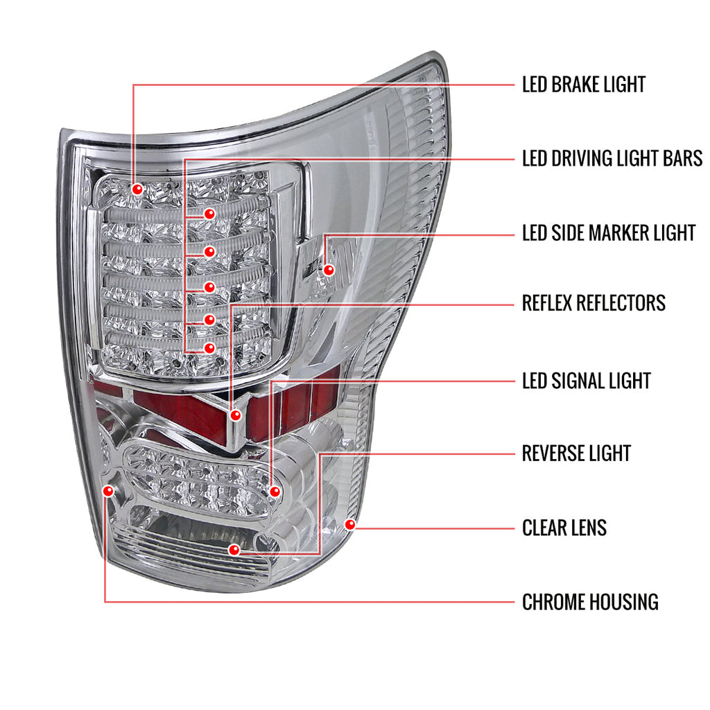 2007-2013 Toyota Tundra LED Tail Lights (Chrome Housing/Clear Lens)