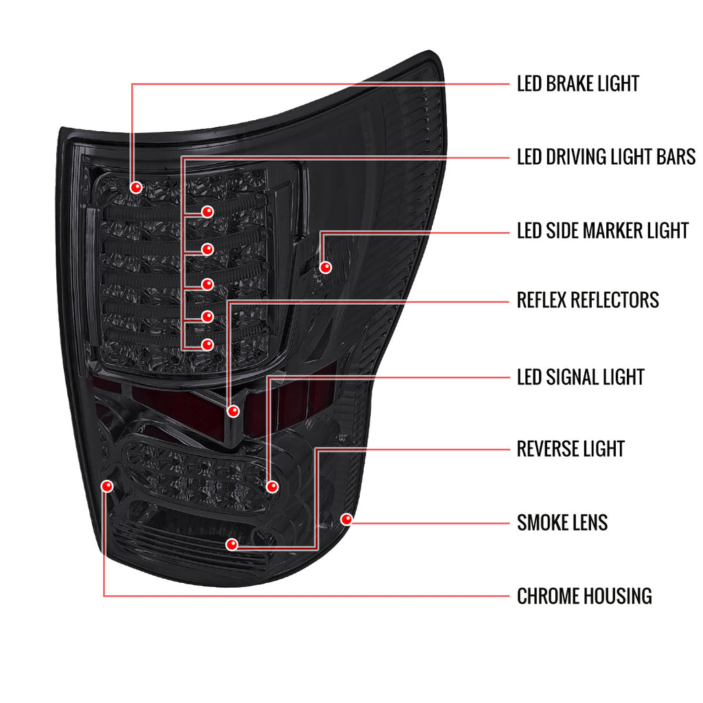2007-2013 Toyota Tundra LED Tail Lights (Chrome Housing/Smoked Lens)