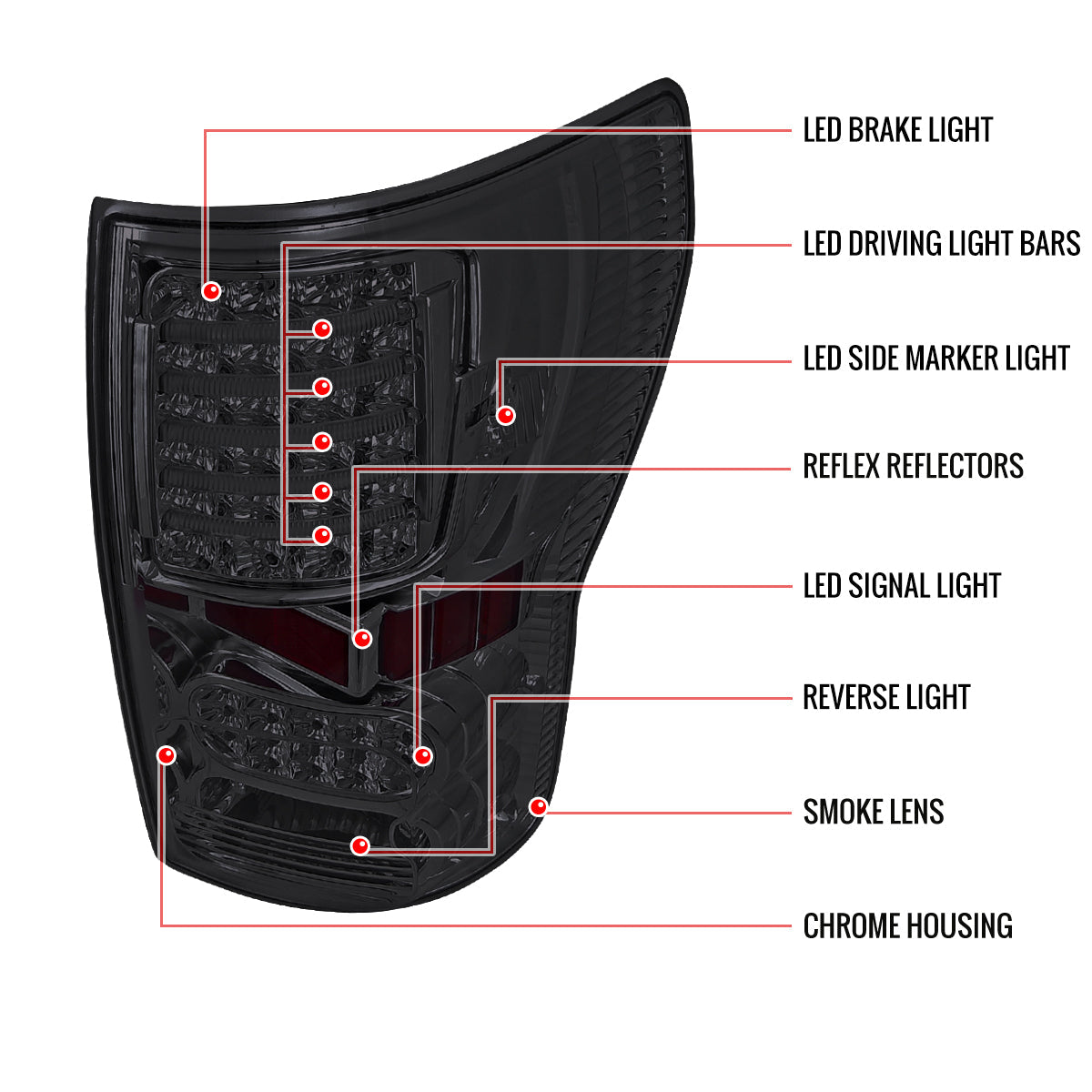 2007-2013 Toyota Tundra LED Tail Lights (Chrome Housing/Smoked Lens)