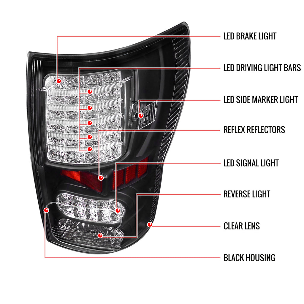 2007-2013 Toyota Tundra LED Tail Lights (Matte Black Housing/Clear Lens)