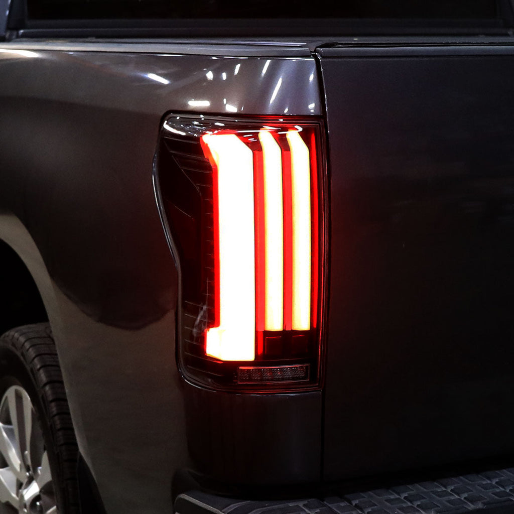 2007-2013 Toyota Tundra Sequential White LED Bar Tail Lights (Matte Black Housing/Smoked Lens)