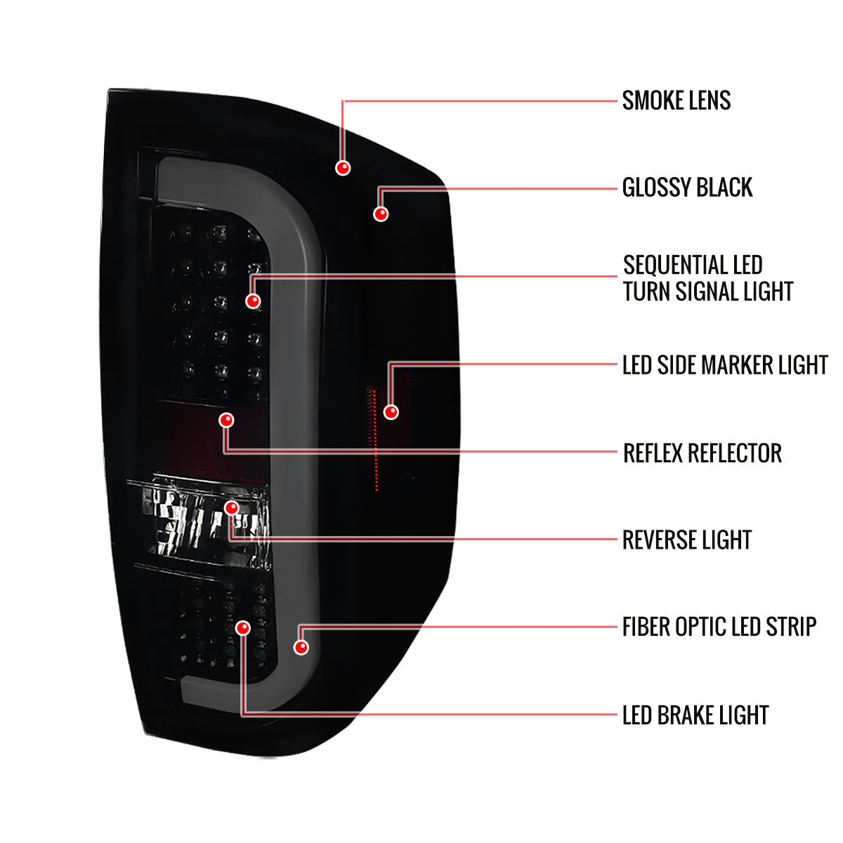 2014-2021 Toyota Tundra White Bar Sequential LED Tail Lights (Glossy Black Housing/Smoked Lens)