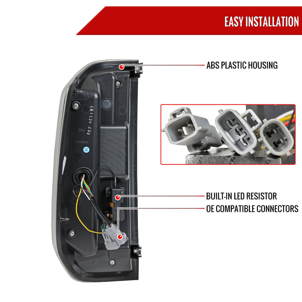 2014-2021 Toyota Tundra Facelift Style Full LED Tail Lights with Sequential Turn Signal (Jet Black Housing/Clear Lens)