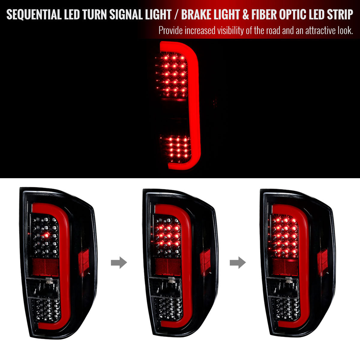2014-2021 Toyota Tundra Sequential LED Tail Lights (Jet Black Housing/Clear Lens)