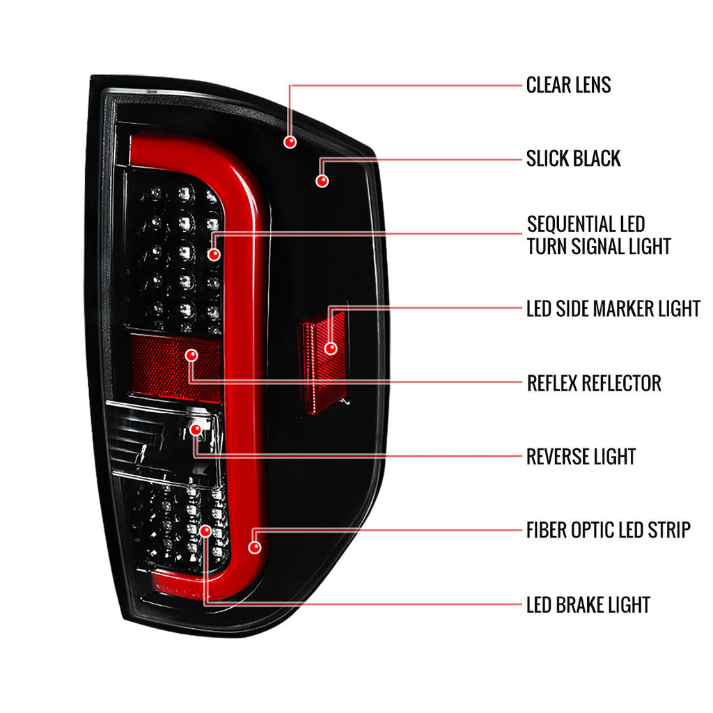 2014-2021 Toyota Tundra Sequential LED Tail Lights (Jet Black Housing/Clear Lens)