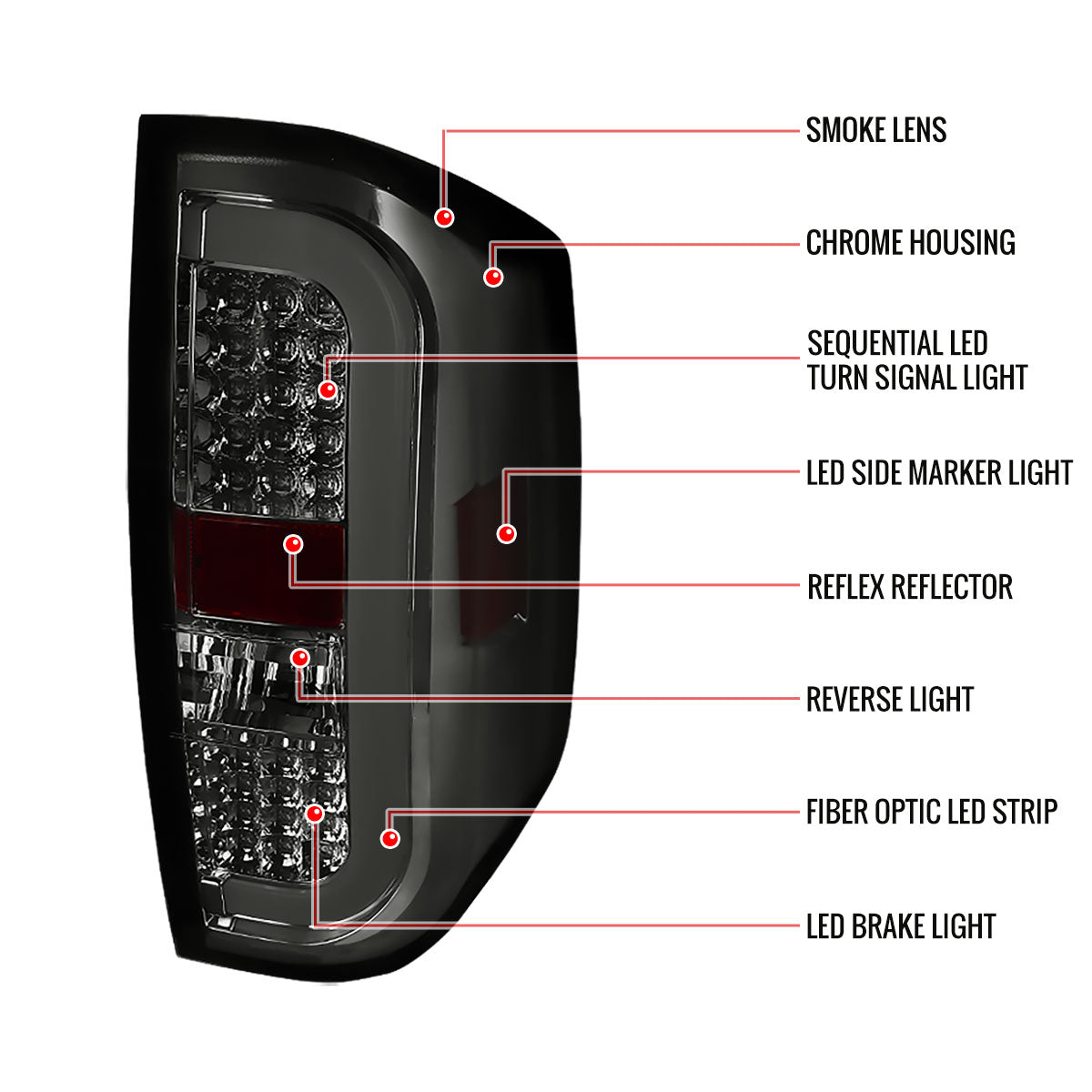 2014-2021 Toyota Tundra Sequential LED Tail Lights (Chrome Housing/Smoked Lens)