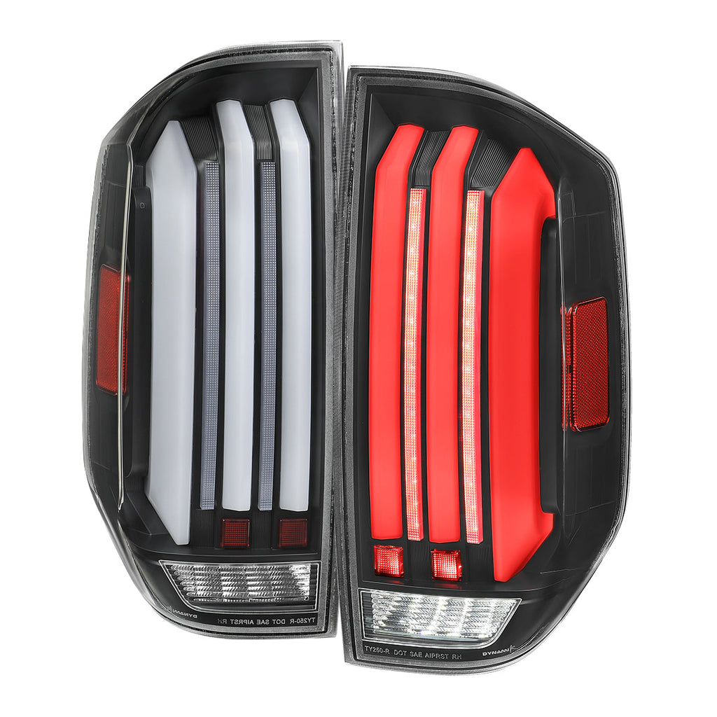 2014-2021 Toyota Tundra Facelift Style Full LED Tail Lights with Sequential Turn Signal (Matte Black Housing/Clear Lens)