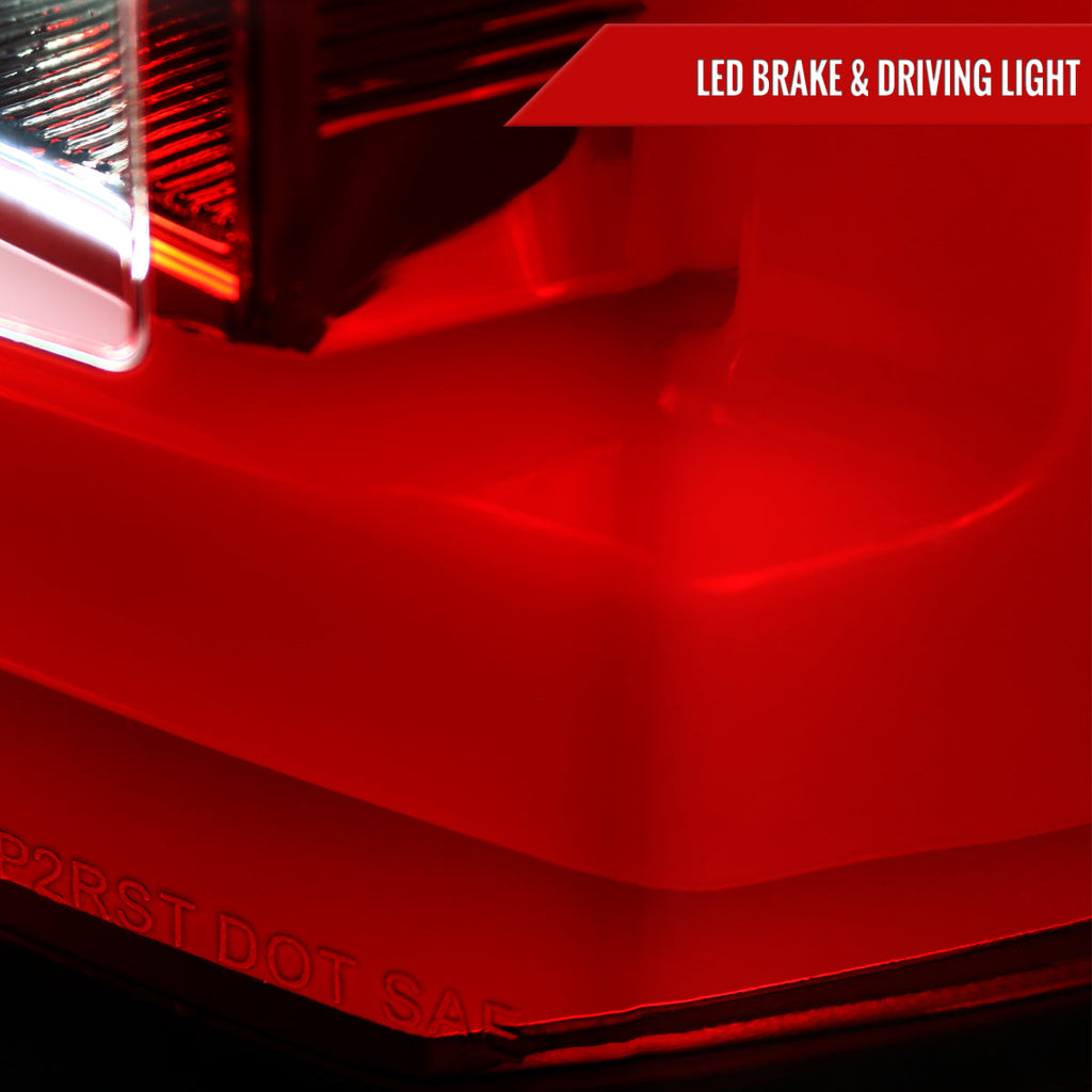 2015-2020 GMC Yukon/Yukon XL Denali SLE/SLT LED Tail Lights (Chrome Housing/Red Clear Lens)