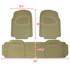 Universal PVC Rubber Floor Mats - 3PC (Beige)