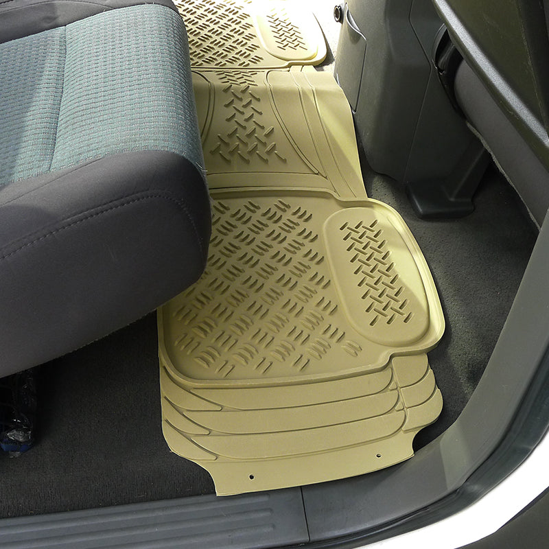 Universal PVC Rubber Floor Mats - 3PC (Beige)