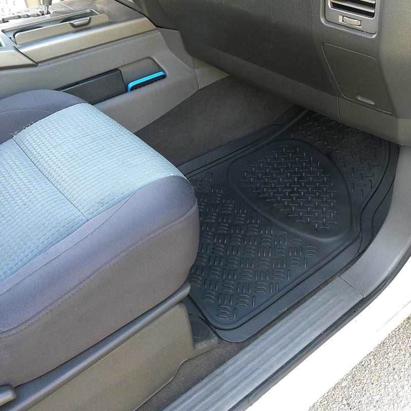 Universal PVC Rubber Floor Mats - 3PC (Black)