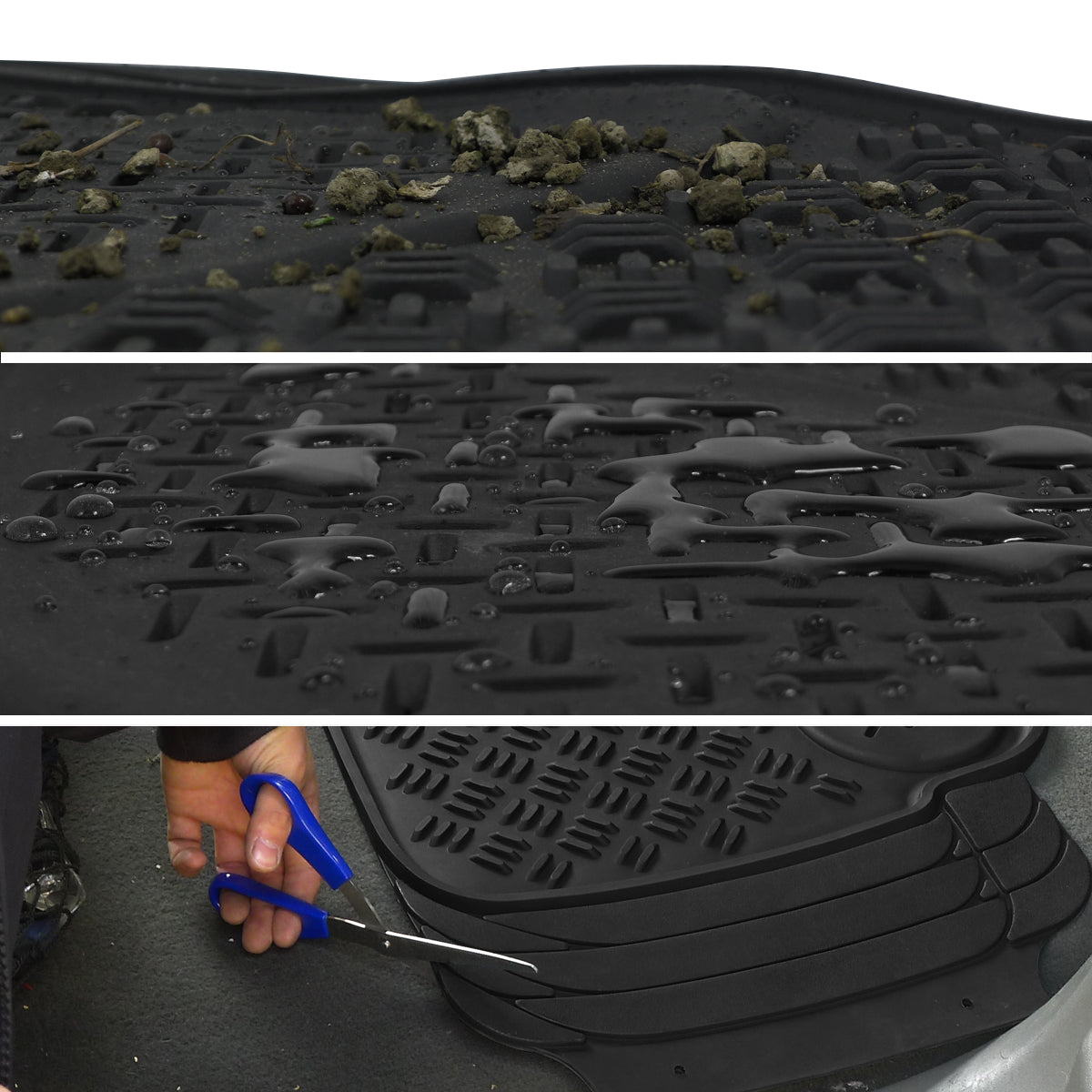Universal PVC Rubber Floor Mats - 4PC (Black)