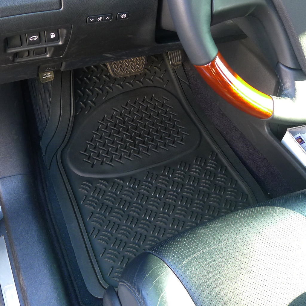 Universal PVC Rubber Floor Mats - 4PC (Black)