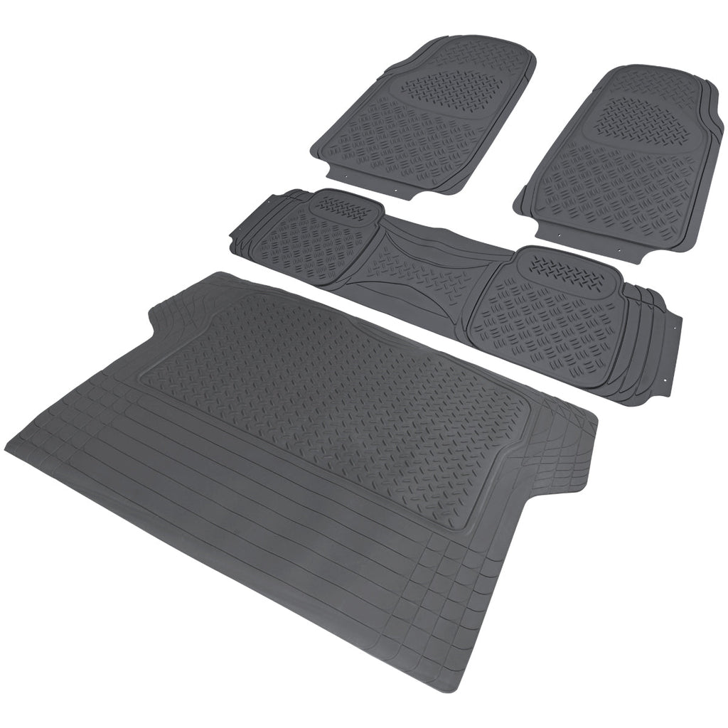 Universal PVC Rubber Floor Mats - 4PC (Gray)