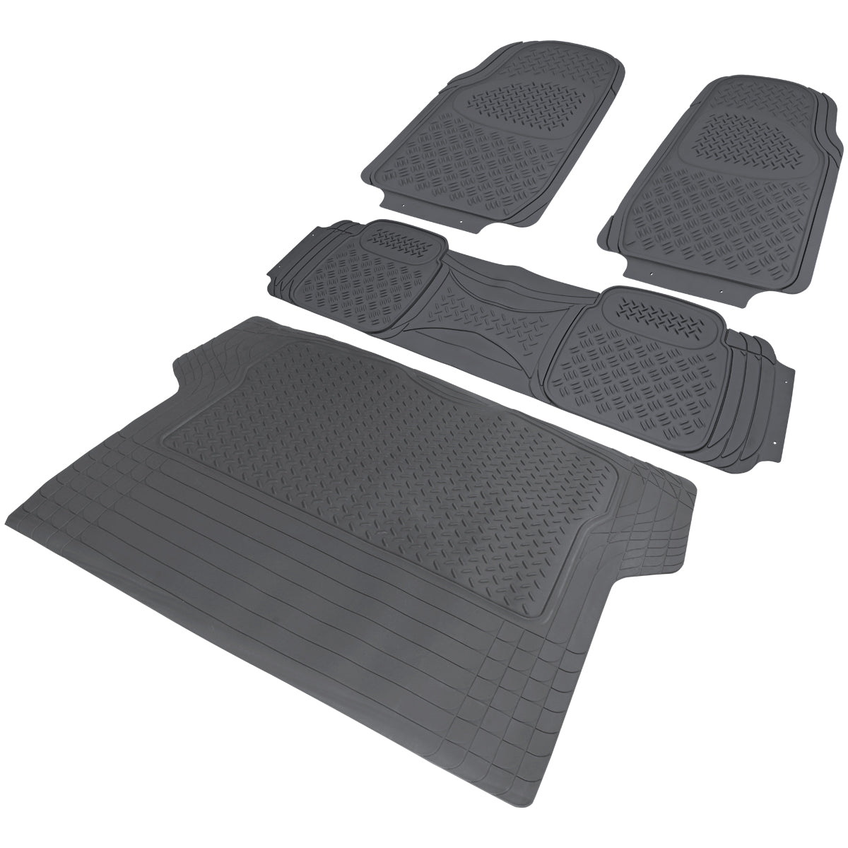Universal PVC Rubber Floor Mats - 4PC (Gray)