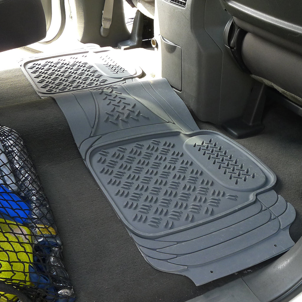 Universal PVC Rubber Floor Mats - 4PC (Gray)