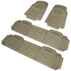 Universal PVC Rubber Non-Slip Floor Mats - 4PC (Beige)