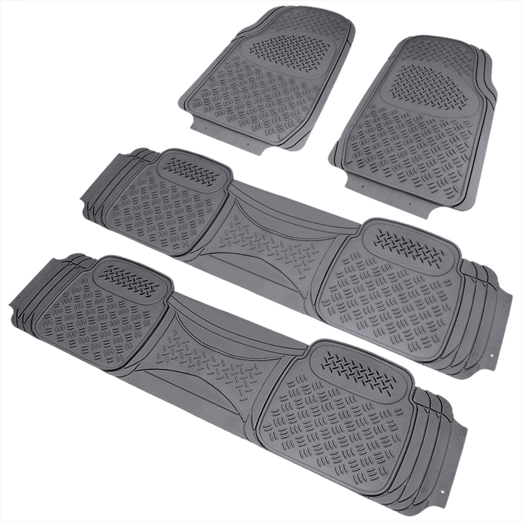 Universal PVC Rubber Non-Slip Floor Mats - 4PC (Gray)