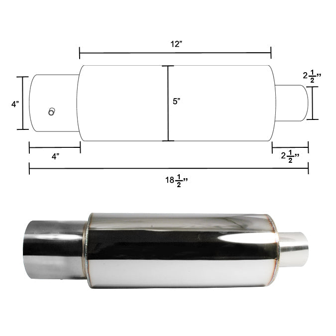Apexi N1 Style 2.5" Inlet/4" Outlet Stainless Steel Exhaust Muffler w/ Removable Silencer