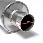 Universal 2.5" Inlet/4" Outlet Stainless Steel Muffler w/ Fireball Style Tip