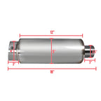 Universal 2.5" Inlet/4" Outlet Stainless Steel Muffler w/ Fireball Style Tip