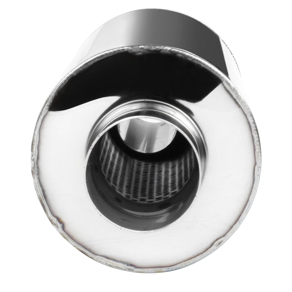 Universal 2.5" Inlet/4" Outlet Stainless Steel Muffler w/ Fireball Style Tip