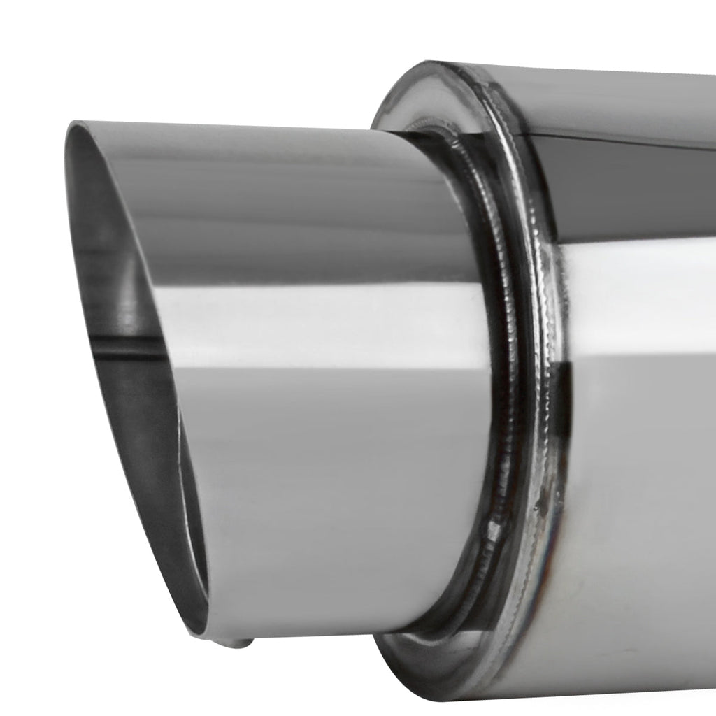 Universal 2.5" Inlet/4" Outlet Stainless Steel Muffler w/ Fireball Style Tip