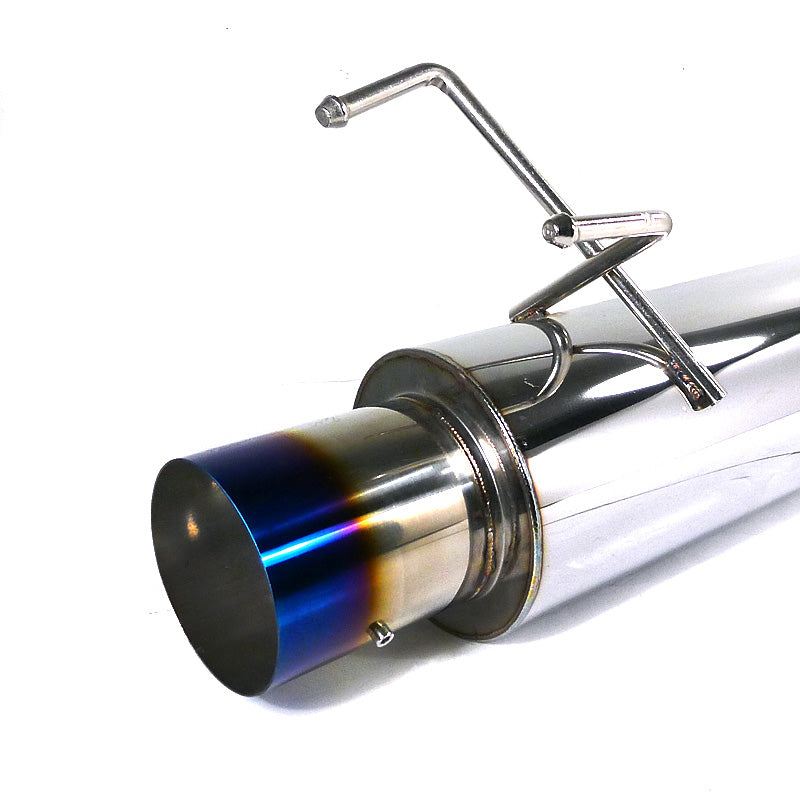 Universal 2.5" Inlet/4" Outlet Stainless Steel Muffler w/ Fireball Style Burnt Tip