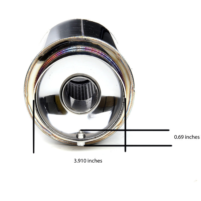 Universal 2.5" Inlet/4" Outlet Stainless Steel Muffler w/ Fireball Style Burnt Tip
