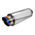 Universal 2.5" Inlet/4" Outlet Stainless Steel Muffler w/ Fireball Style Burnt Tip