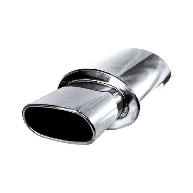 Universal 2.5" Inlet Stainless Steel Exhaust Muffler w/ Oval Tip