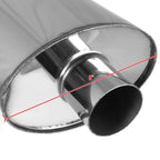 Universal DTM Style 2.5" Inlet/3" Outlet Stainless Steel Exhaust Muffler w/ Dual Tips