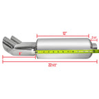 Universal DTM Style 2.5" Inlet/3" Outlet Stainless Steel Exhaust Muffler w/ Dual Tips