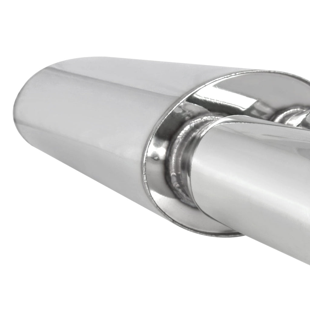 Universal DTM Style 2.5" Inlet/3" Outlet Stainless Steel Exhaust Muffler w/ Dual Tips