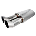 Universal DTM Style 2.5" Inlet/3" Outlet Stainless Steel Exhaust Muffler w/ Dual Tips