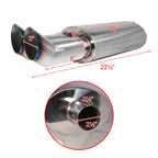 Universal DTM Style 2.5" Inlet/3" Outlet Stainless Steel Exhaust Muffler w/ Dual Burnt Tips