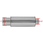 Universal 2.5" Inlet/4" Outlet Stainless Steel Spiral Flow Exhaust Muffler w/ Silencer