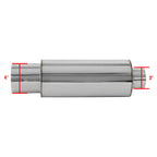 Universal 3" Inlet/4" Outlet Stainless Steel Spiral Flow Exhaust Muffler w/ Silencer